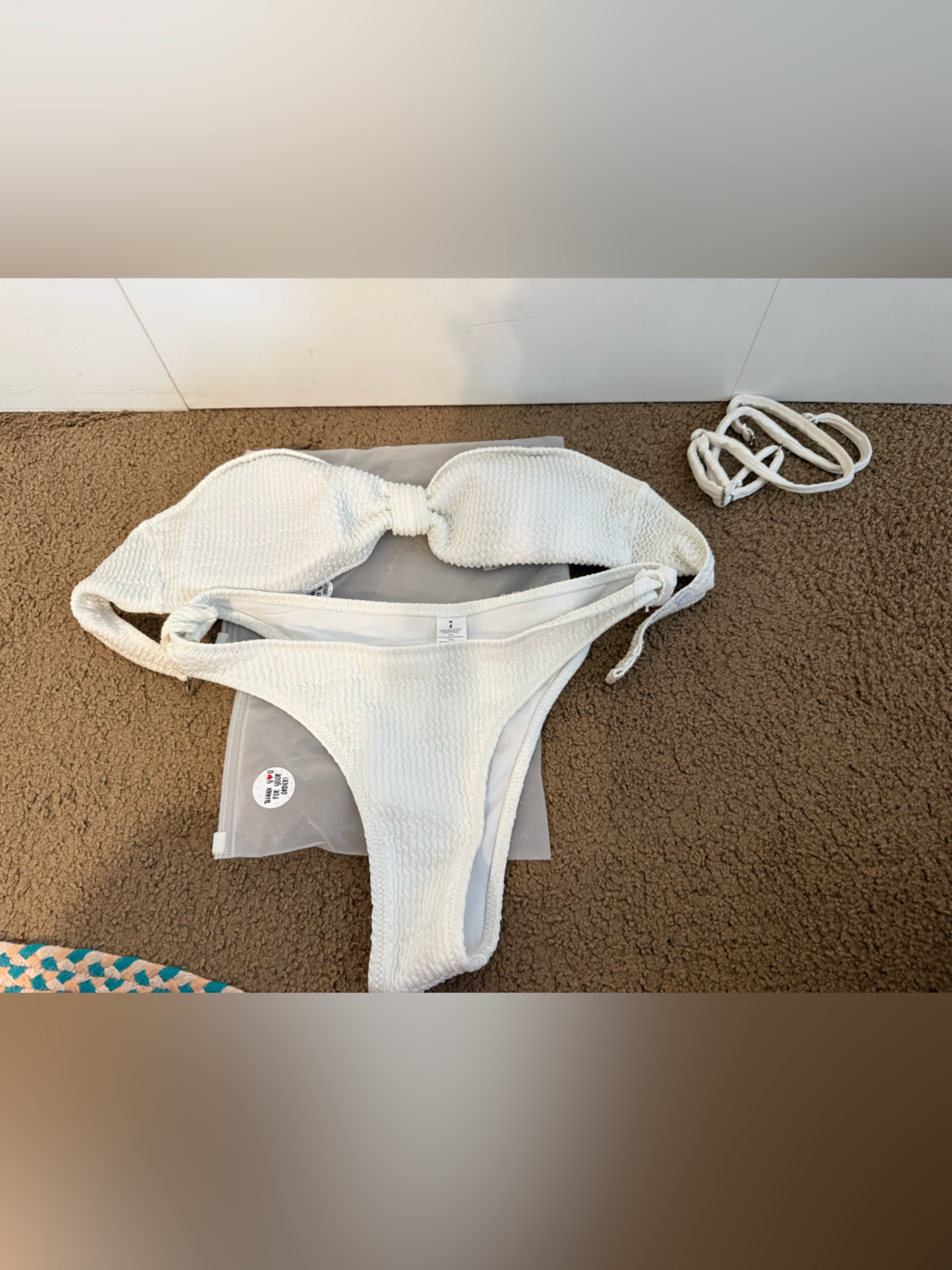 Sunny Co White Textured Bikini Set